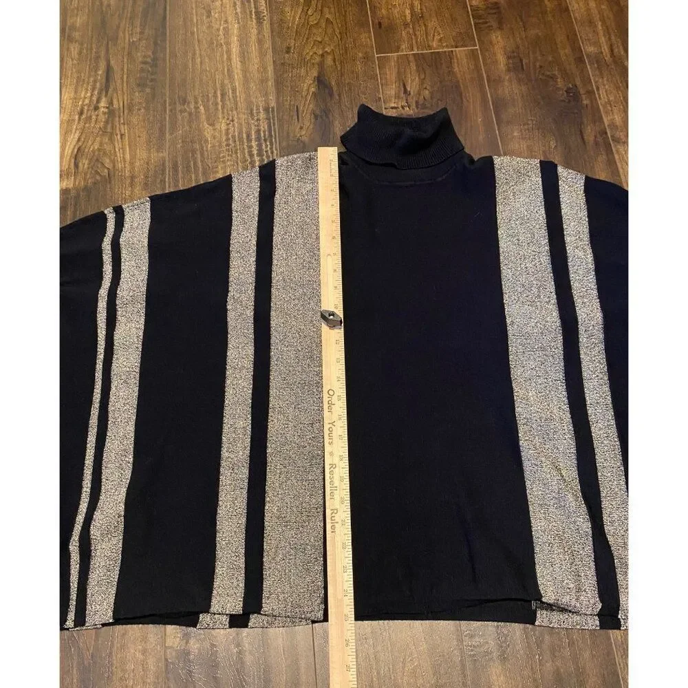 Alfani PXL Black & Metallic Pullover Sweater Top Gold Button Accents Boxy Chic